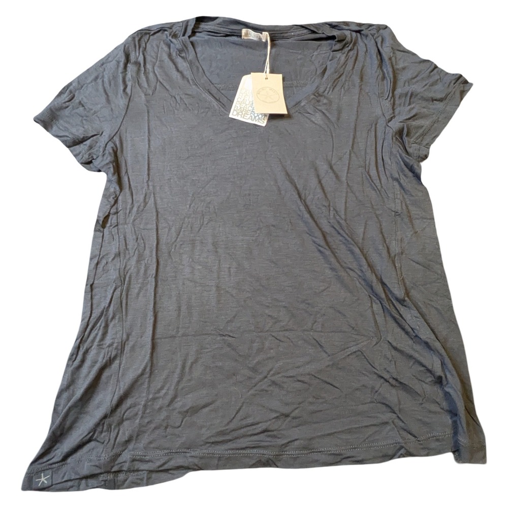 Barefoot Dreams Malibu MC Modal‎ Jersey V-Neck Tee Indigo Medium BDWMC22282